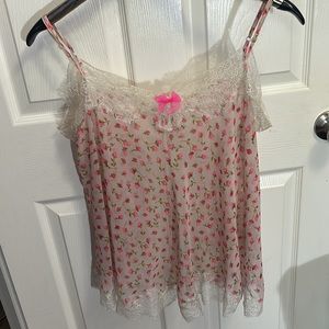 Rare Victoria’s Secret Chiffon Rosebud Slip, size large,